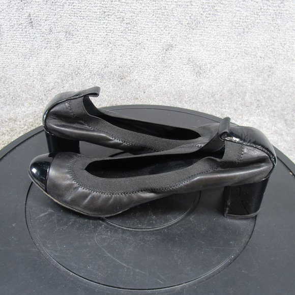 Chanel Heels Womens Size 38.5 Eu 8 Us  Black Leather Stretch Spirt Heels - Picture 7 of 10